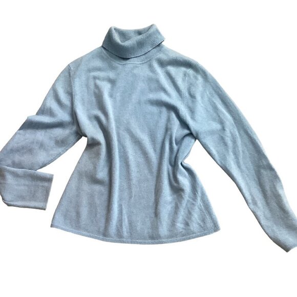 Charter Club Women's L  2-Ply 100% Cashmere Turtleneck Sweater Blue 182C - Picture 1 of 7